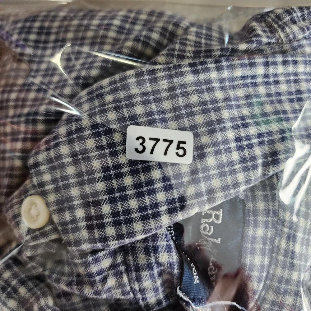 Polo Ralph Lauren Button Down Shirt Mens Big 2X Blue Check Cotton Short Sleeve